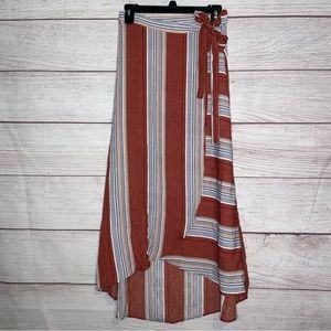 Lavender Field women’s striped wrap skirt red, white, orange and blue